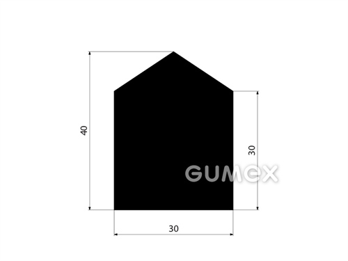 Geformtes Gummiprofil, 40x30mm, 70°ShA, EPDM, -40°C/+100°C, schwarz, 